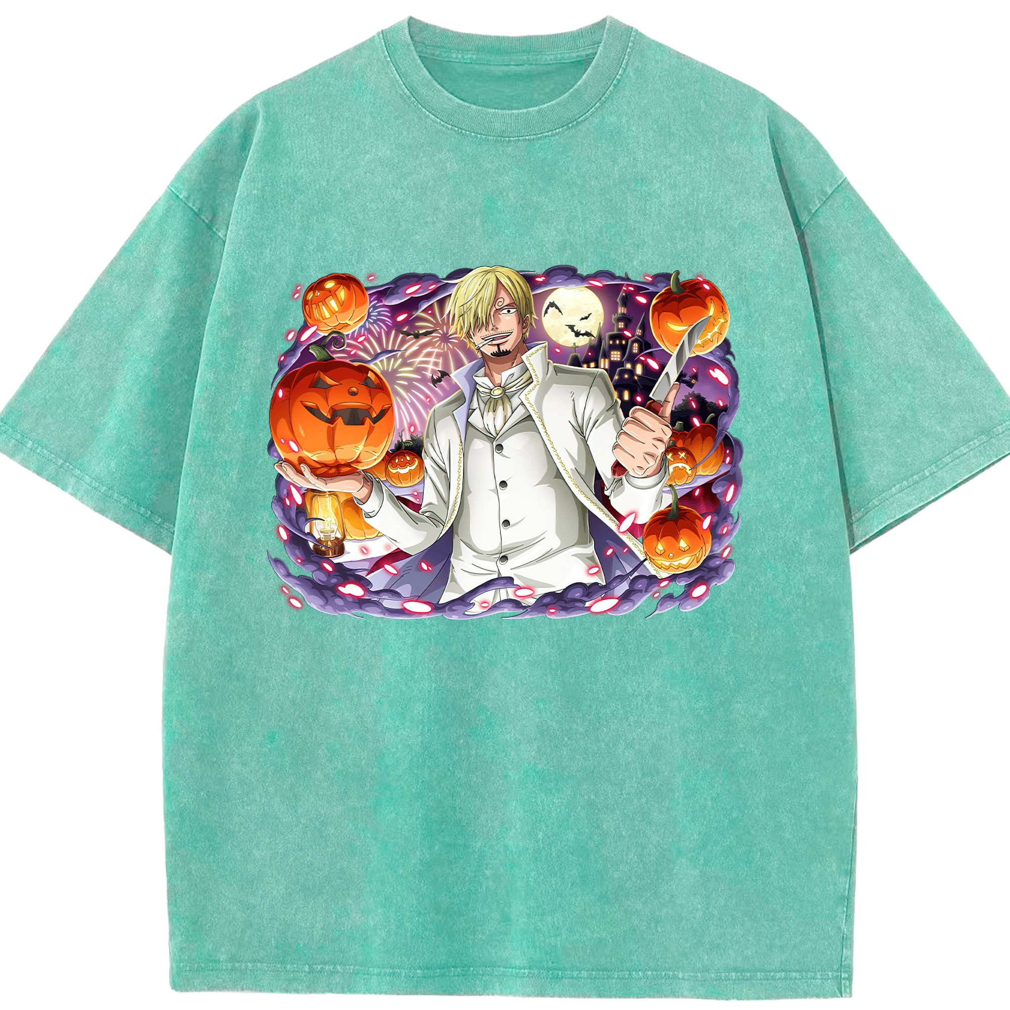 （画像用） ワンピース サンジ ONE PIECE Sanji 綿100% ヴィンテージ風 半袖Tシャツ（フロントプリント）